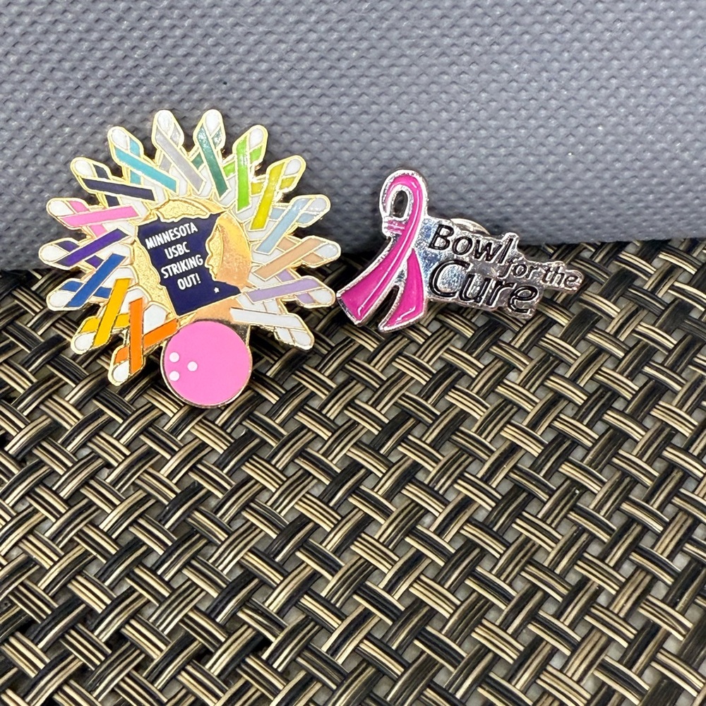 EUC! Set of Two Colorful Bowling For the Cure Pins